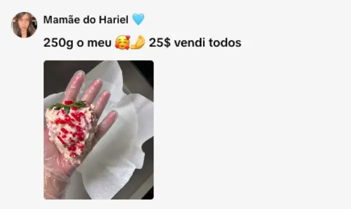 Comentário: 250g o meu, 25 vendi todos