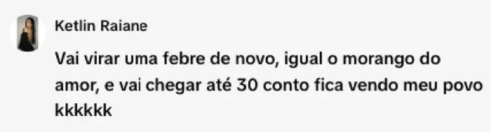 Comentário: vai virar uma febre de novo, e vai chegar até 30 conto