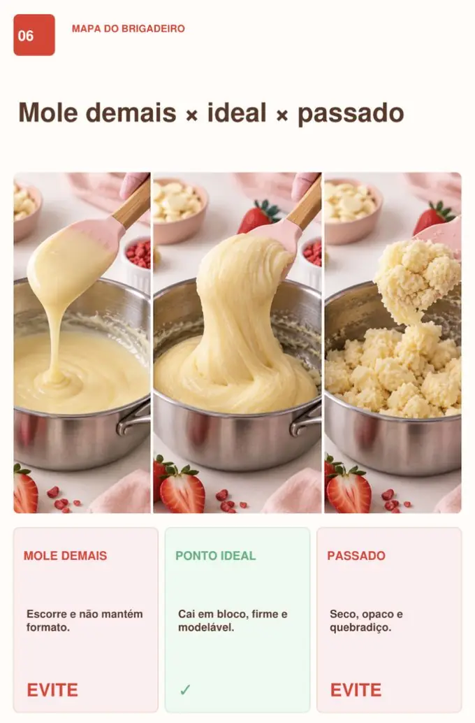 Página 6 do guia: mapa do brigadeiro, ponto mole demais, ideal e passado