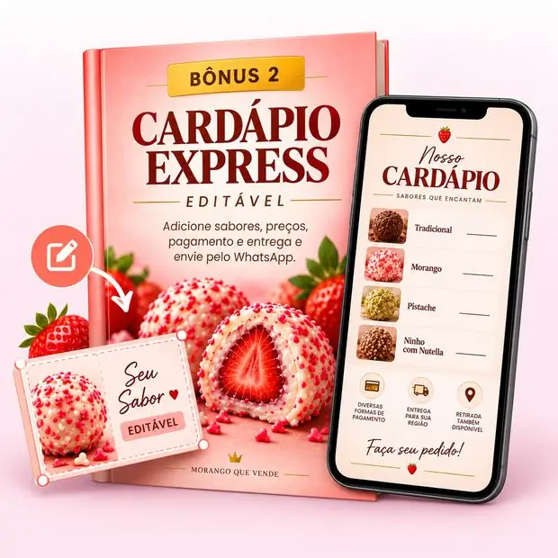 a capa do bônus e o cardápio pronto no celular